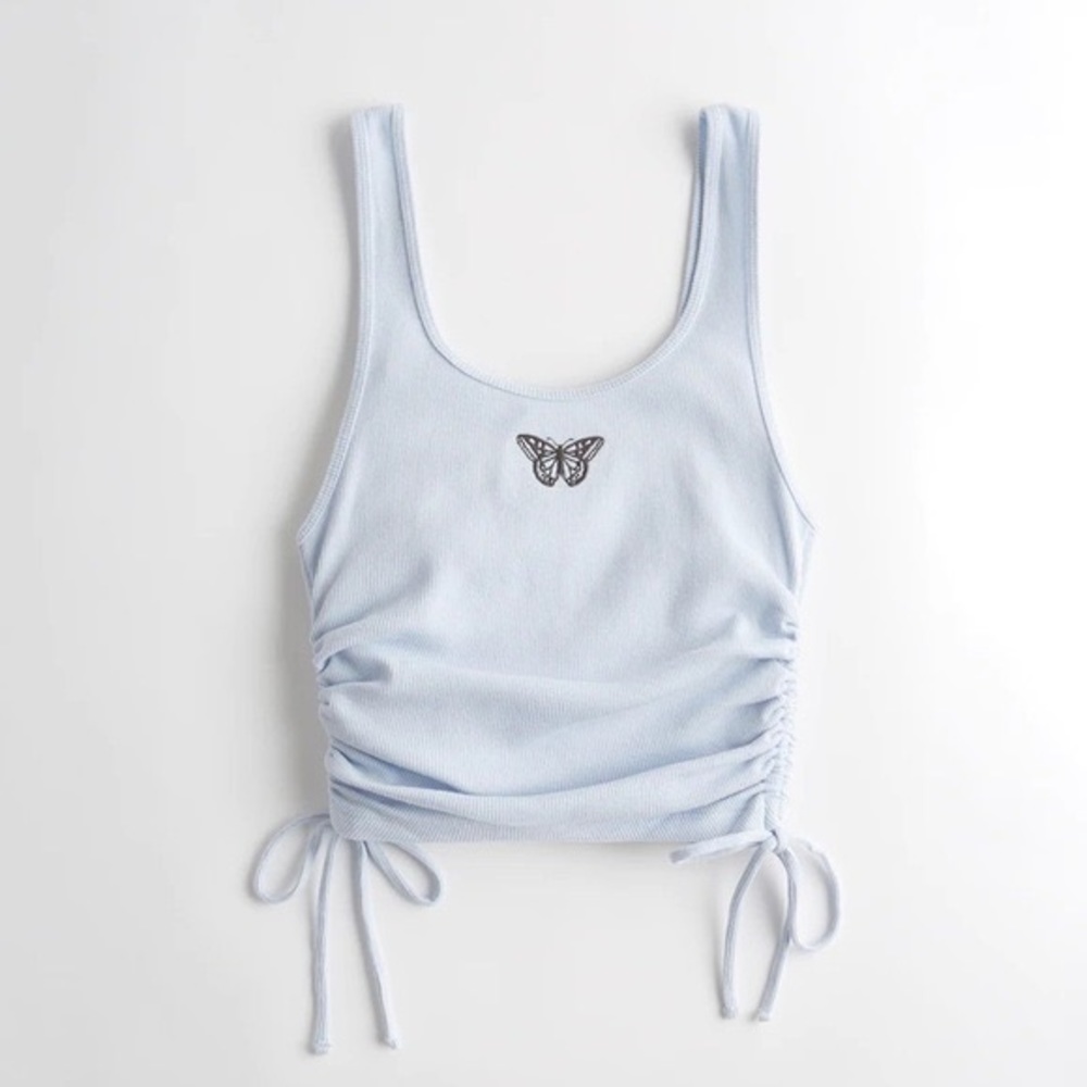 Hollister baby blue side clinch tank top